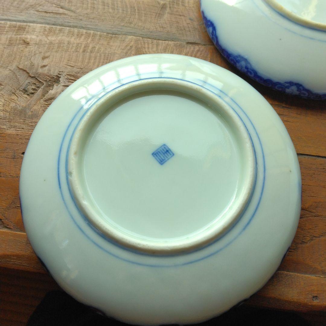 古伊万里 染付 丸皿 盛鉢 18㎝ 3枚セット 花柄 アンティーク 骨董 工芸品