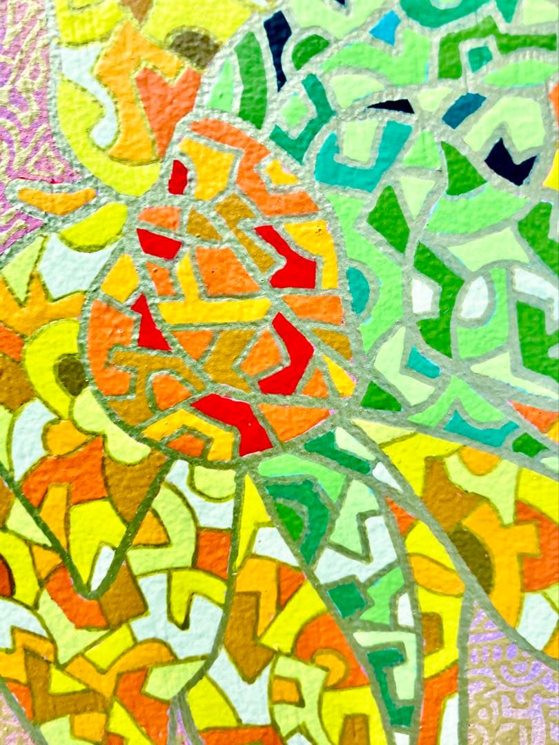 原画　ハチドリ　動物画　絵画　アクリル画　現代アート　細密画　手描き　一点物