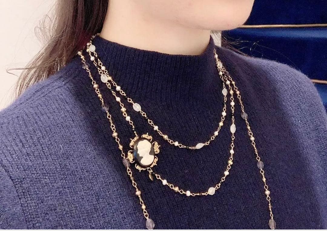 coincidence ロングネックレス　ピアス　ブレスレット　天然石　5点