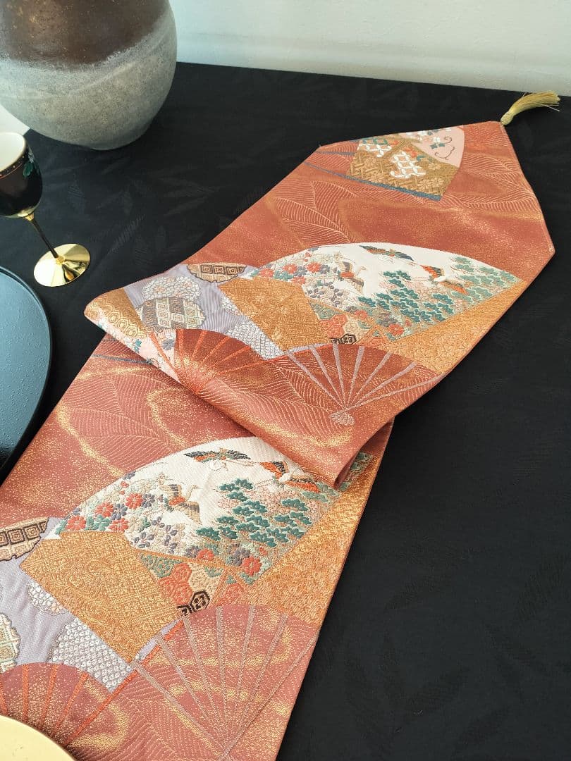 A629★高級‼️豪華刺繍‼️ひな祭り‼️袋帯正絹テーブルランナー2ｍ5cm