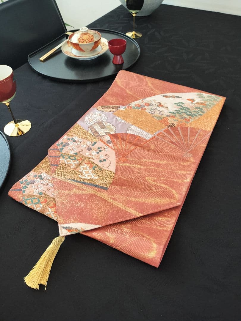 A629★高級‼️豪華刺繍‼️ひな祭り‼️袋帯正絹テーブルランナー2ｍ5cm