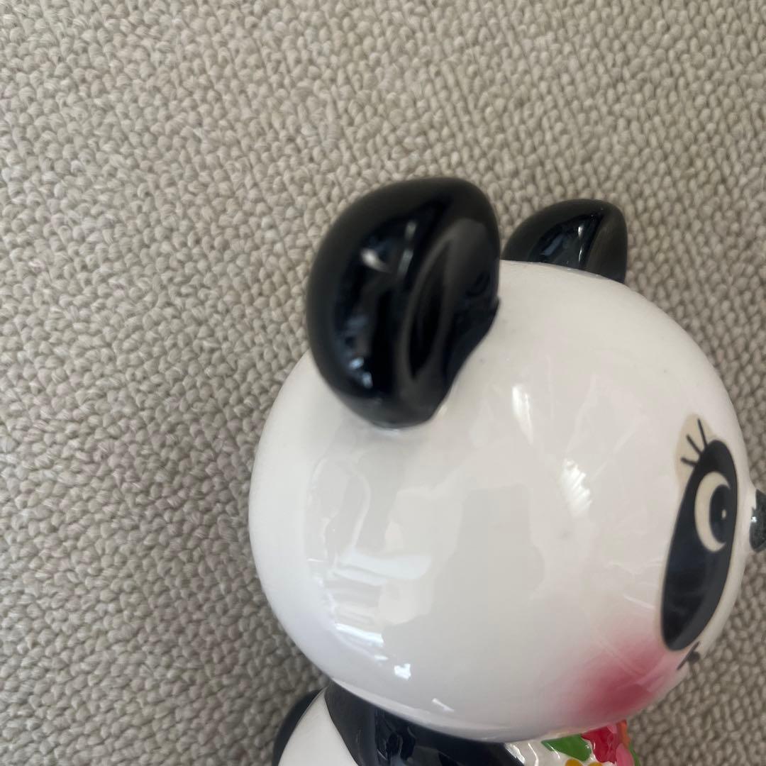 昭和レトロ　内藤ルネ　ルネパンダ貯金箱　花束付き　当時物
