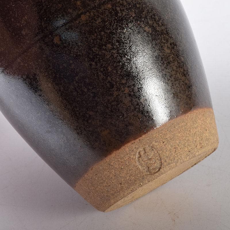 茶道具　膳所焼　淡海ぜぜ　陽炎園造　肩衝茶入　仕覆付　共箱　V　7271