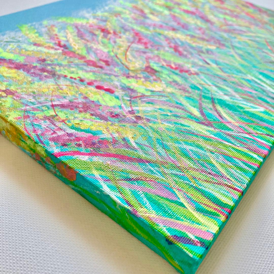 garden＊4号サイズ　絵画　原画　風景画　春　花　ミモザ　菜の花　桜