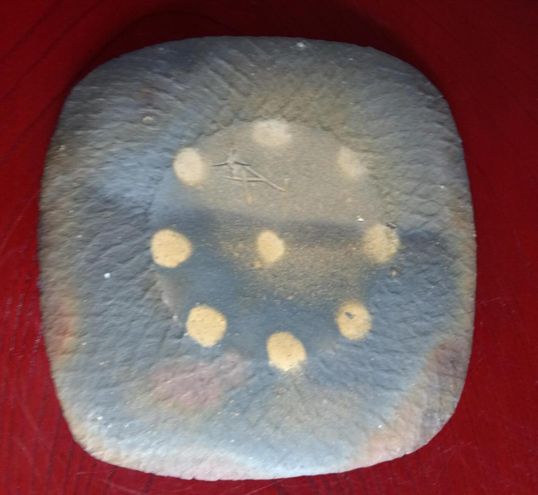 越前焼の名工　白越不朝（塩越窯）自然灰釉究極美逸品灰釉美四方角中盛皿No:6