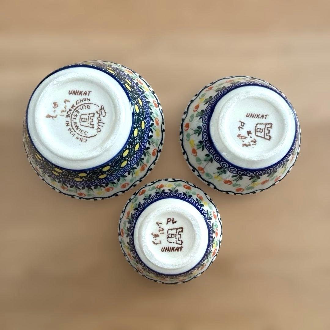 ポーランド食器　チューリップ柄　ボウル3個セット