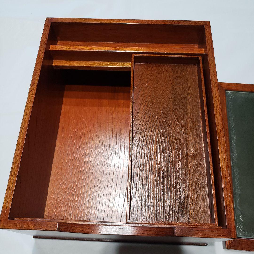 未使用品　指物師　鈴木義雄　小物入れ　化粧道具箱　鏡付き　メイクボックス