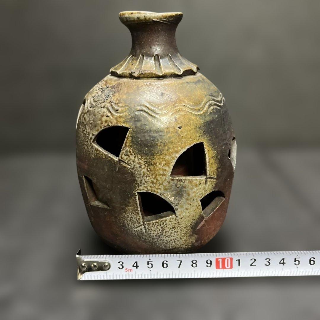 K1 古備前焼き？透かし入り花瓶