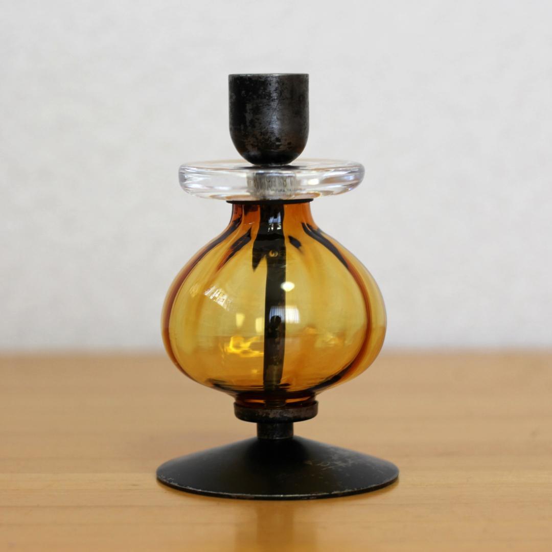 【刻印】エリックホグラン　キャンドルスタンド オニオン型　アンバー 05