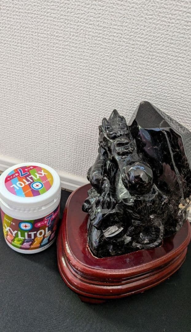 ️チベット産 極上 モリオン 龍彫刻 置物 1783ｇ ️️