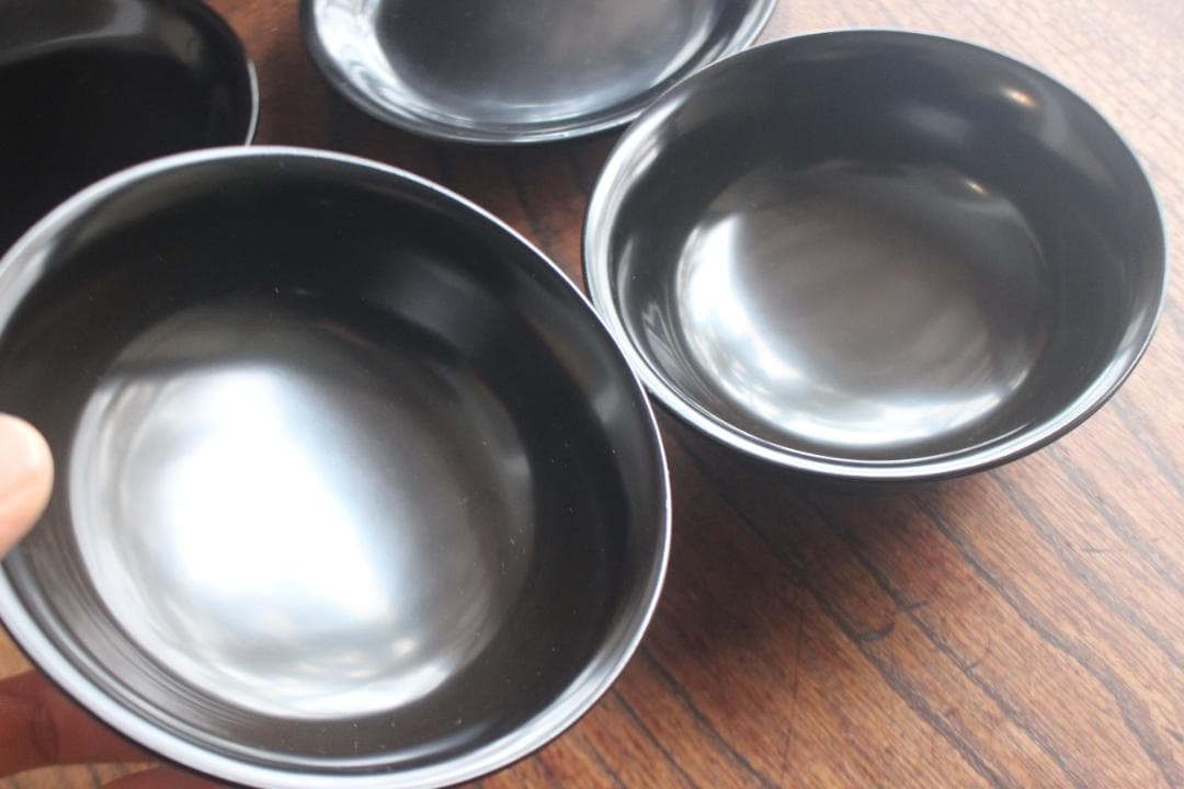 時代逸品！品のある羽反りデザインに時代黒漆の美しい蕎麦椀2点（検京塗懐石椀輪島塗