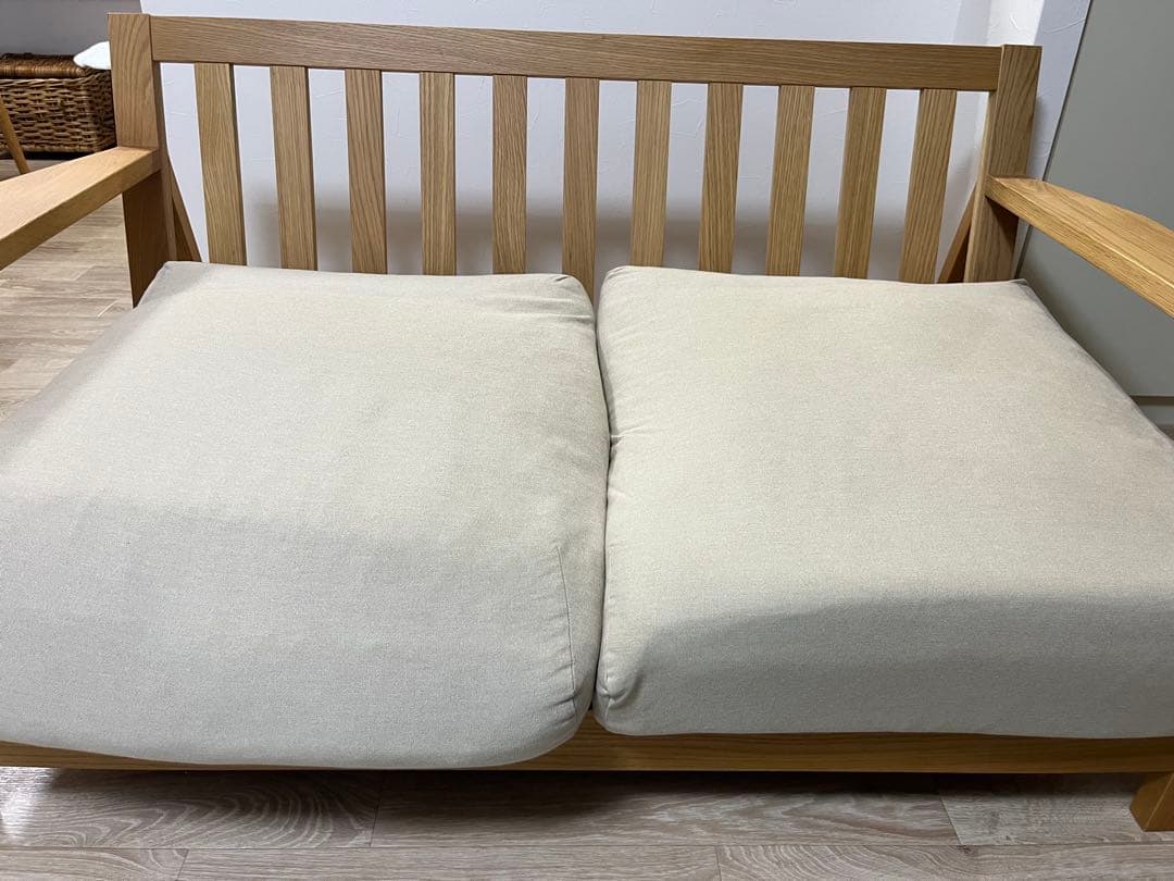 無印良品 MUJI オーク材 フェザー 2シーターソファ 2人掛ソファ【送料込】