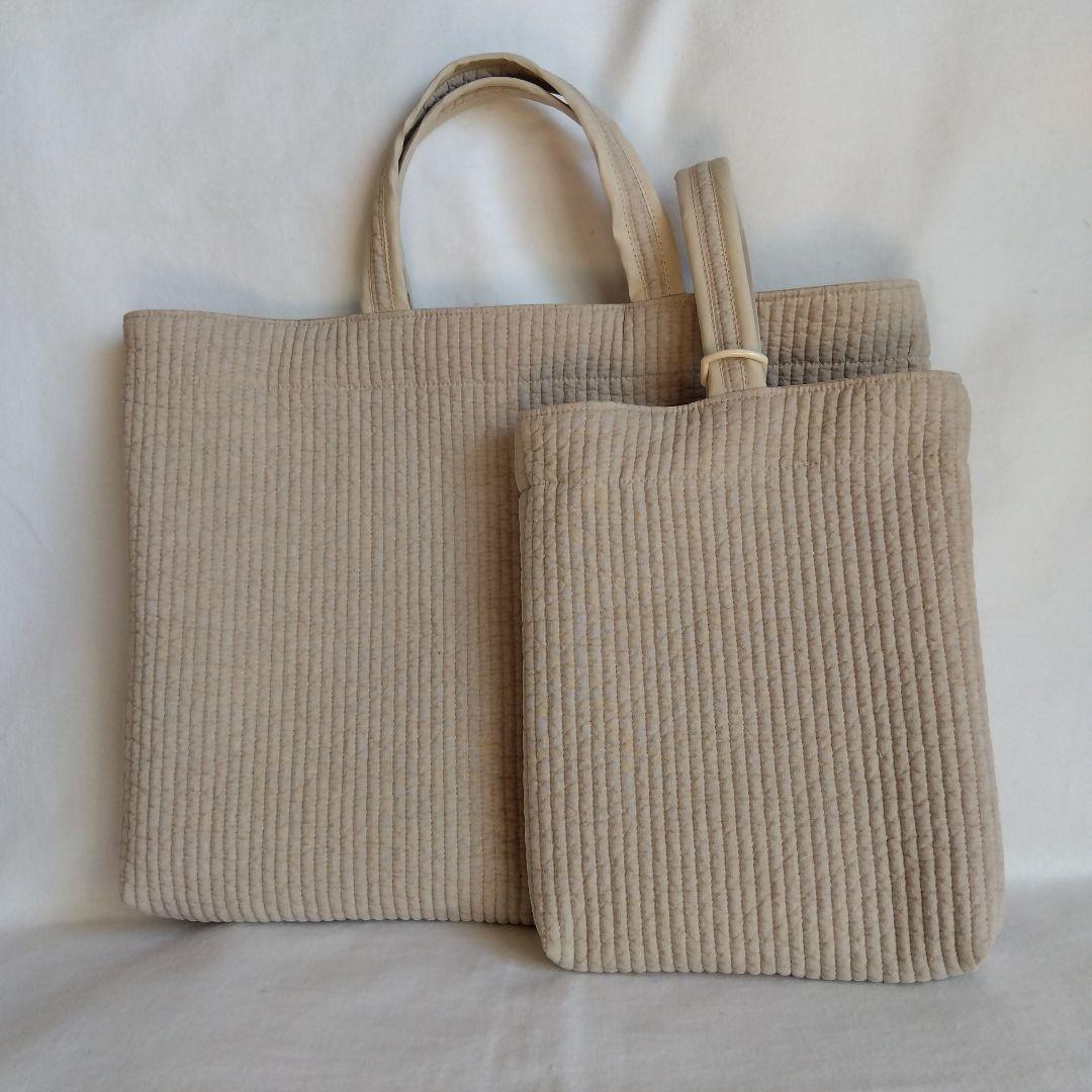 ☆レッスンバッグ 上履き入れ 2点セット☆ グレー×ダークグレー♡ ヌビバッグ