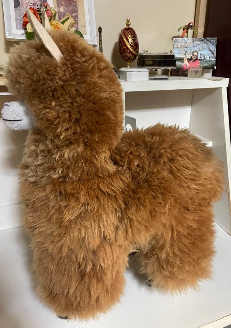 アルパカ ぬいぐるみ アルパカ原毛 ペルー製 60cm ふわふわの毛並みが