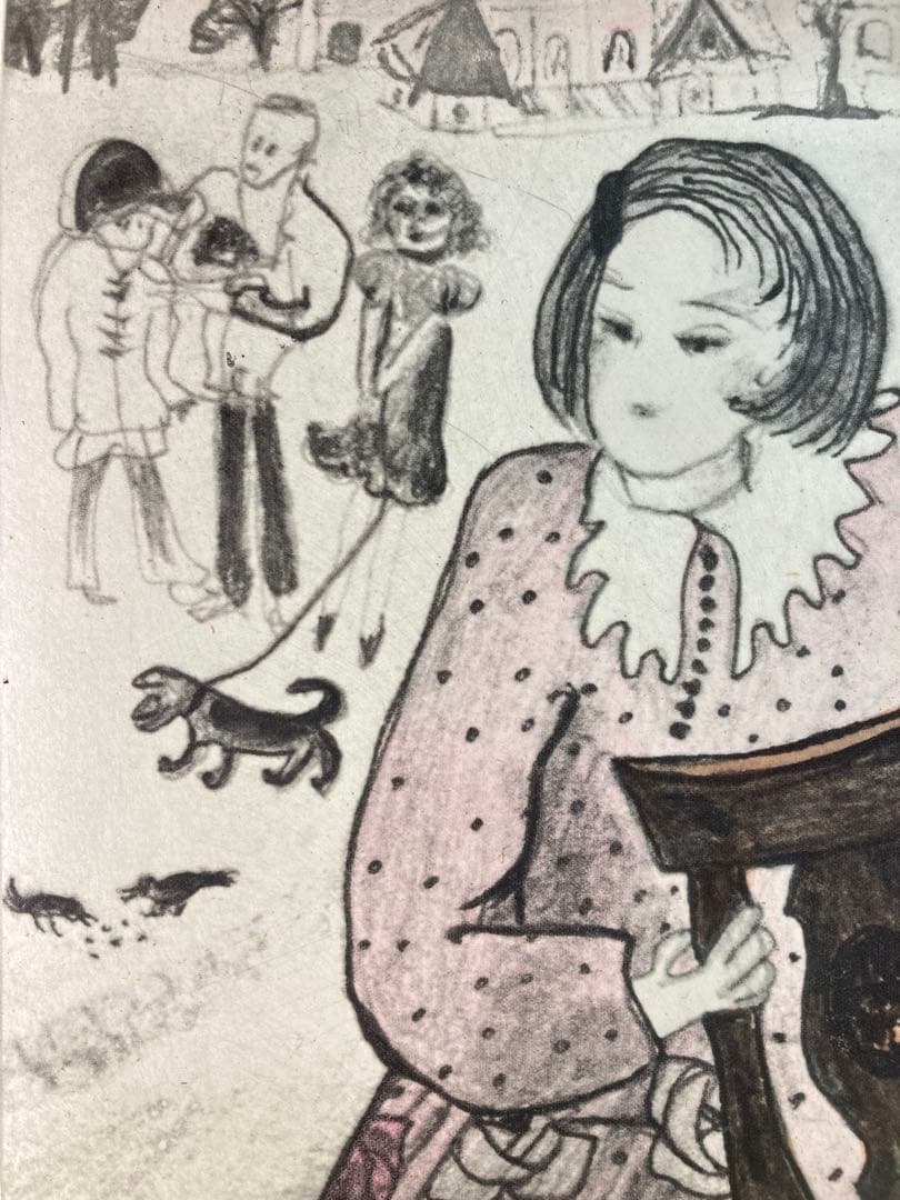 【真作保証】フジ子・ヘミング「「道ばたの椅子」銅版画 直筆サイン 版画