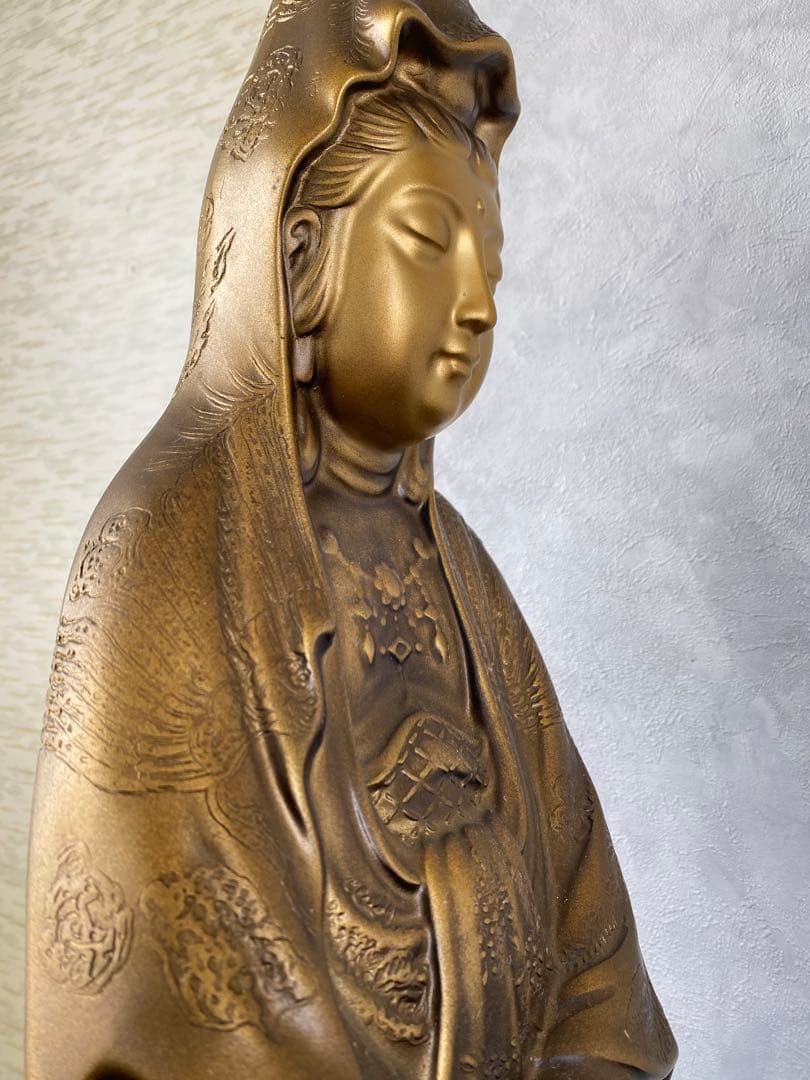 観音菩薩像　篤玉作　観音様　仏像　置物　骨董