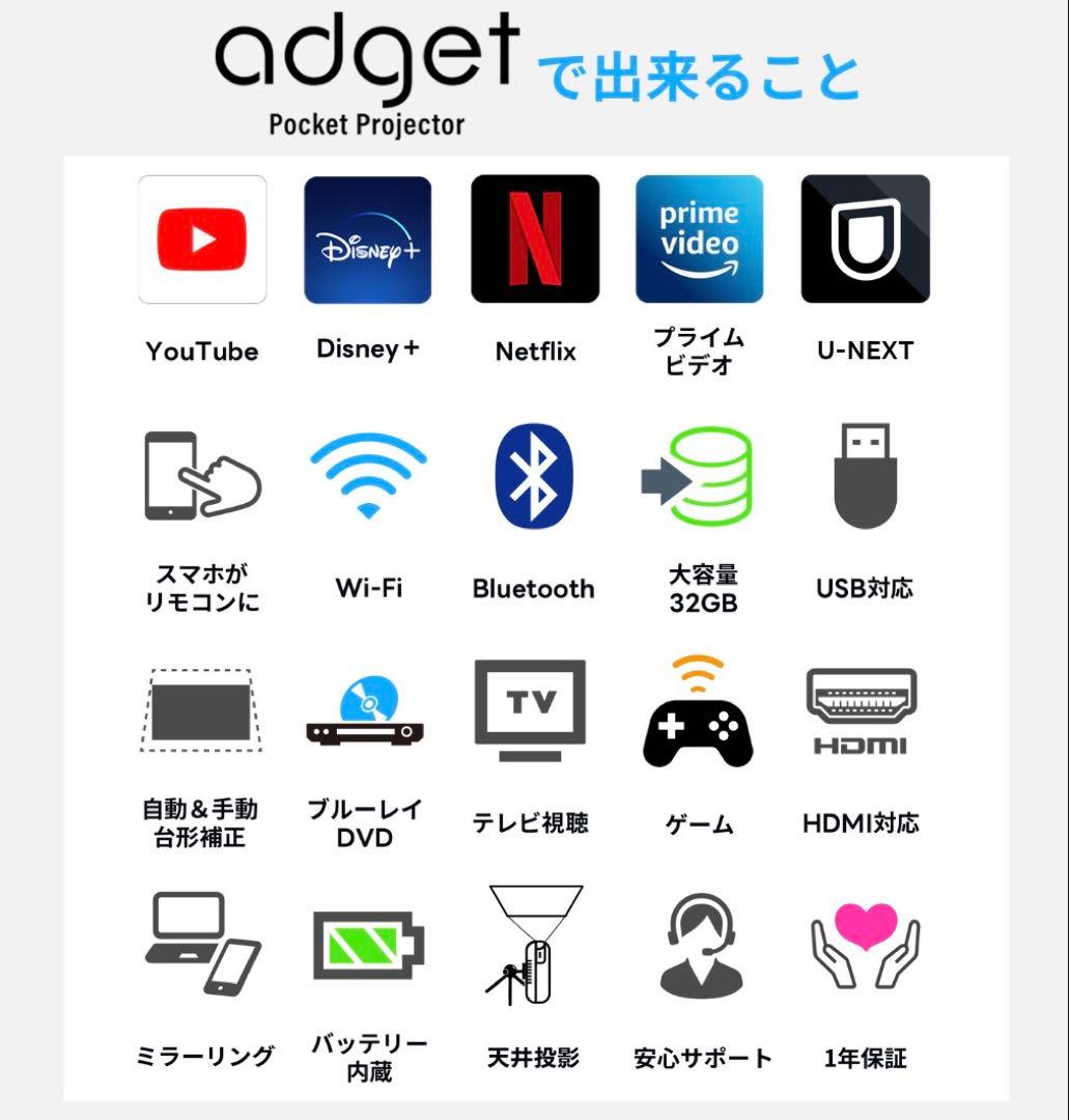 adget ポケットプロジェクター グレージュ