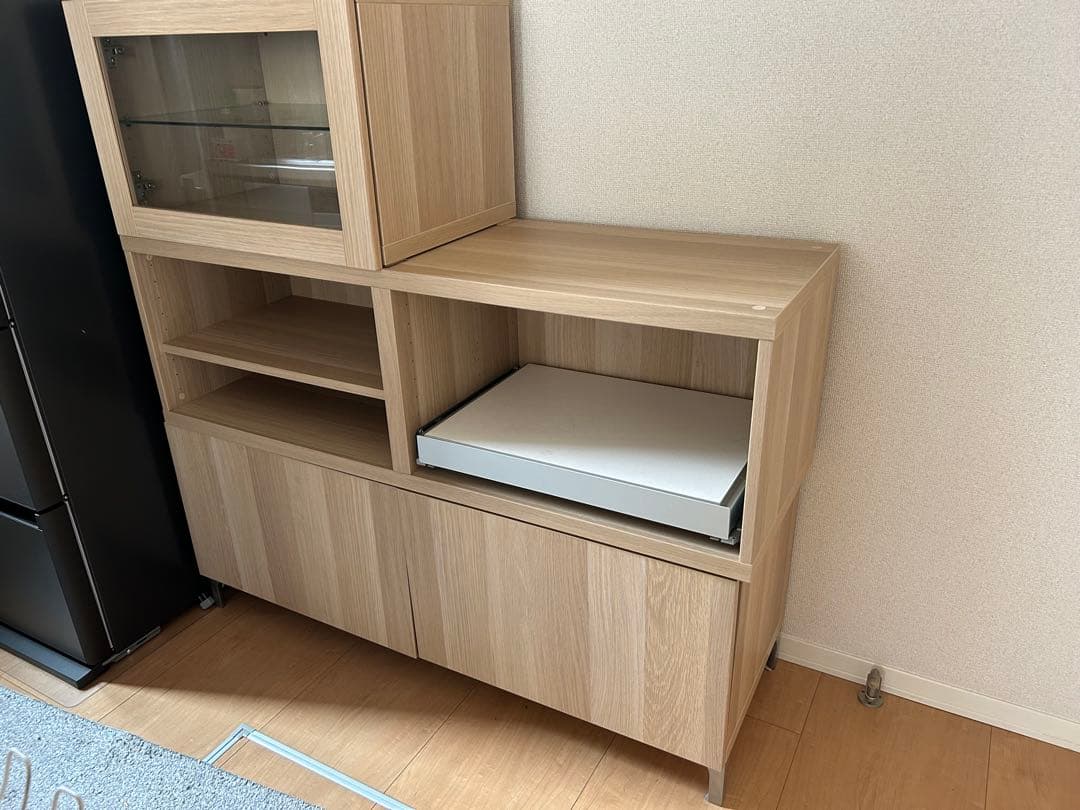 IKEA ナチュラルウッド収納棚 引き出し付き