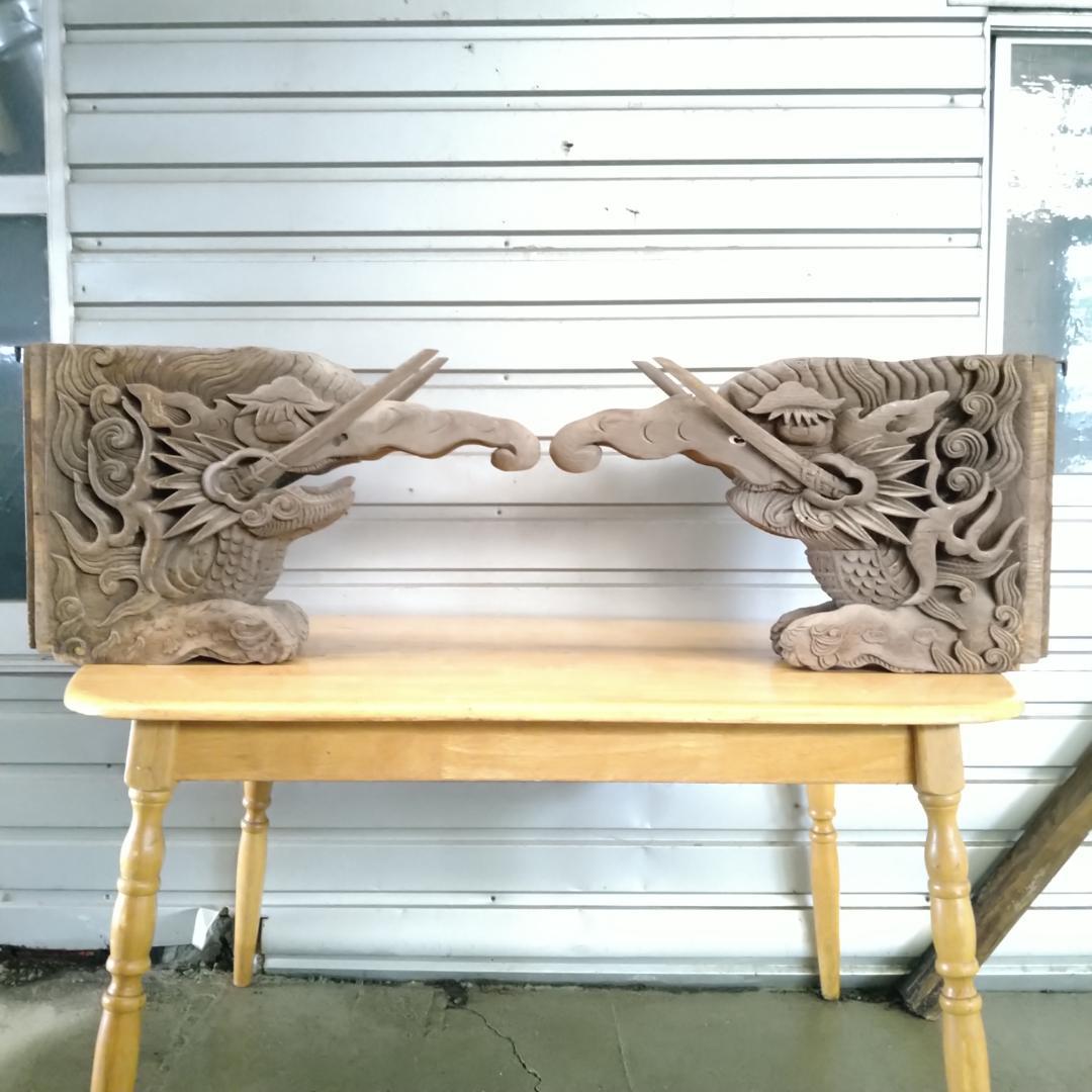 入手困難 象鼻 木鼻 木彫り 彫刻 手作り 高さ44cm 幅55cm 江戸時代