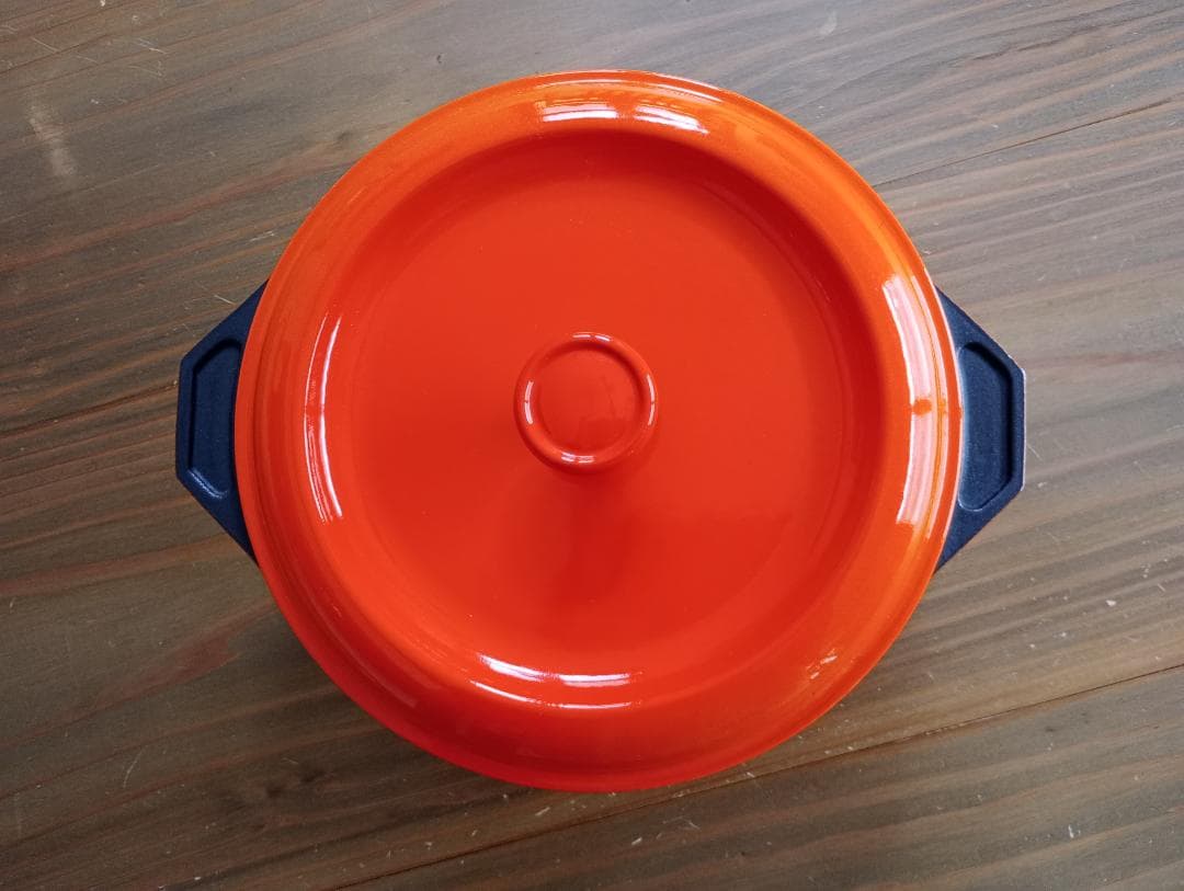 鋳物ホーロー鍋 オレンジ 24cm