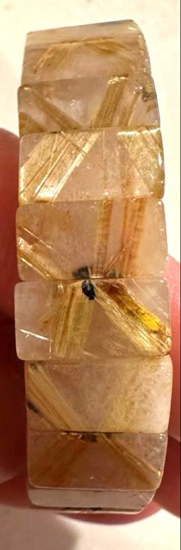 天然石 バングル タイチンルチルクォーツ 太陽放射 ルチル タイチン