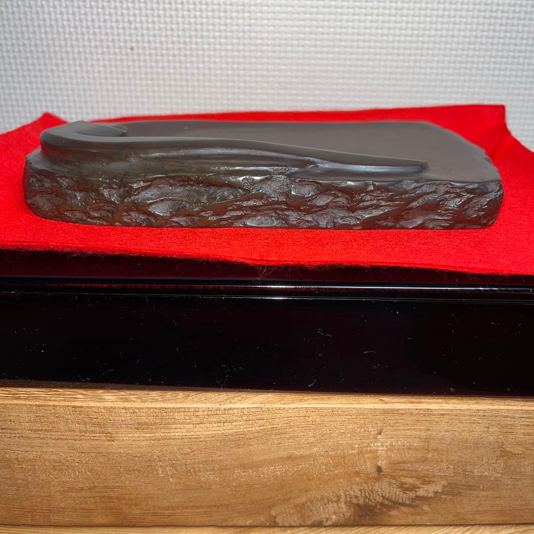 ⭕️赤間硯　名工　堀尾卓司　特殊　蘭花研　姿美しい　女性好み作品