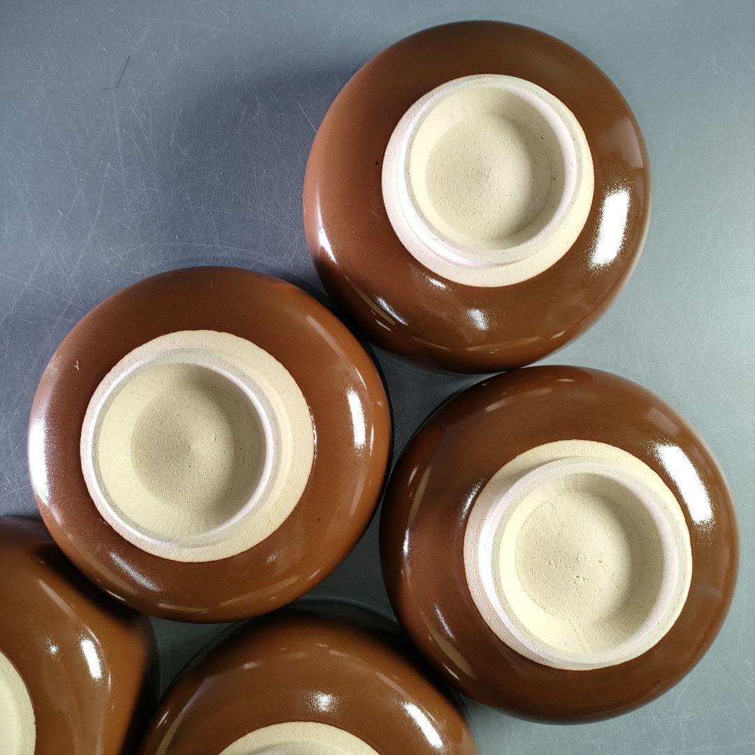 A1130-4/永福窯/小山岑一 造/柿釉蓋向付6客/共箱/蓋碗/蓋物/茶碗/