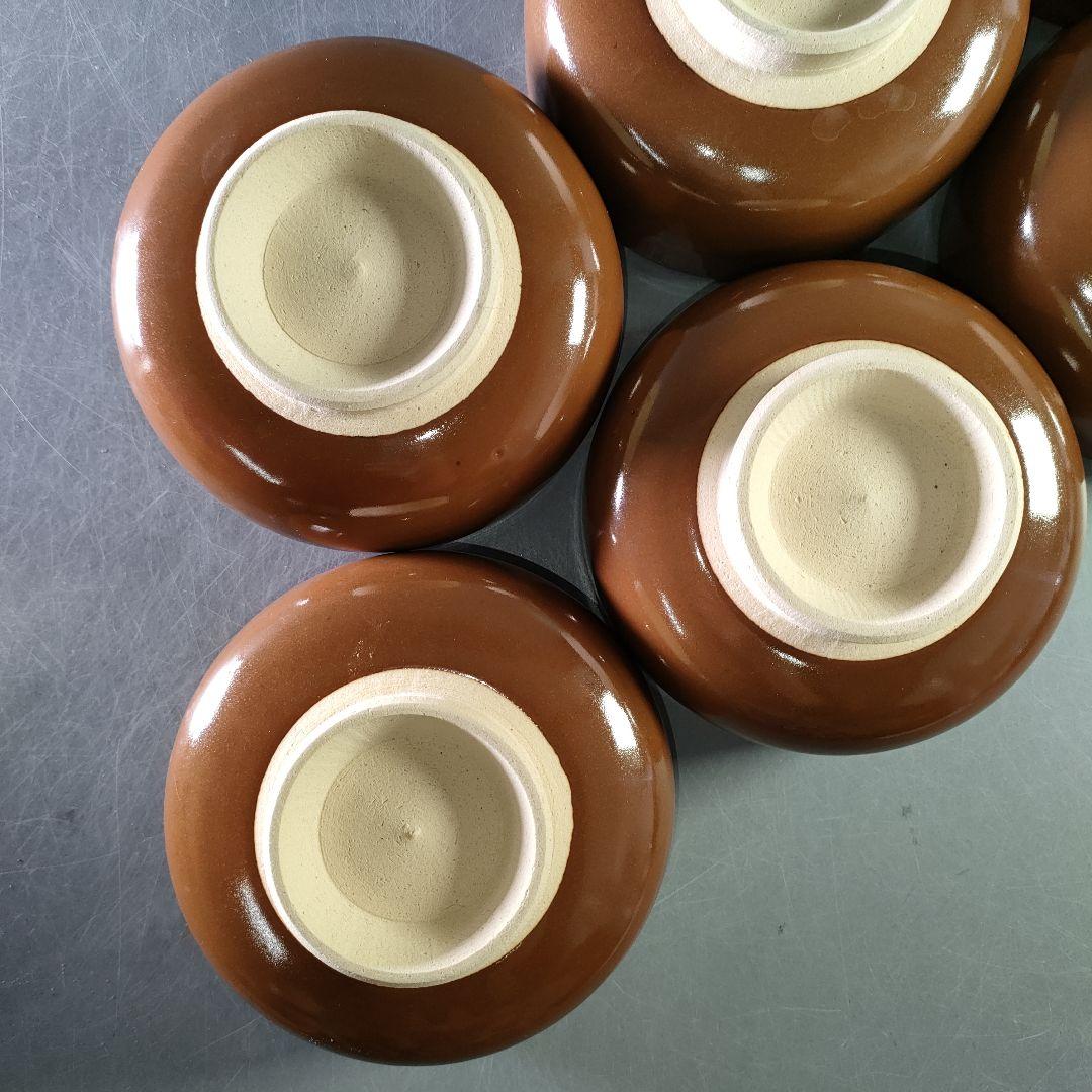 A1130-4/永福窯/小山岑一 造/柿釉蓋向付6客/共箱/蓋碗/蓋物/茶碗/