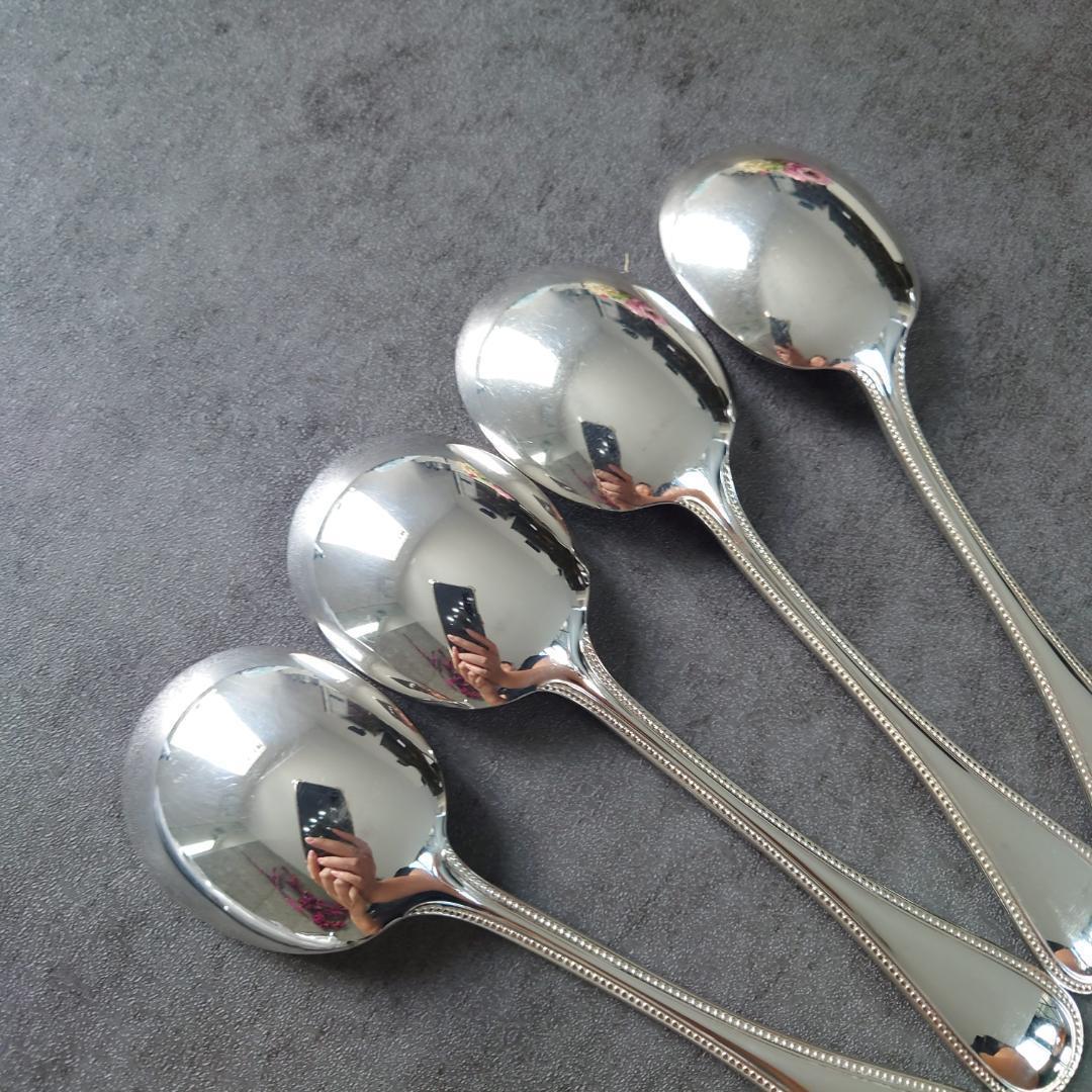 希少 美品 クリストフル パール コンソメスプーン 4点