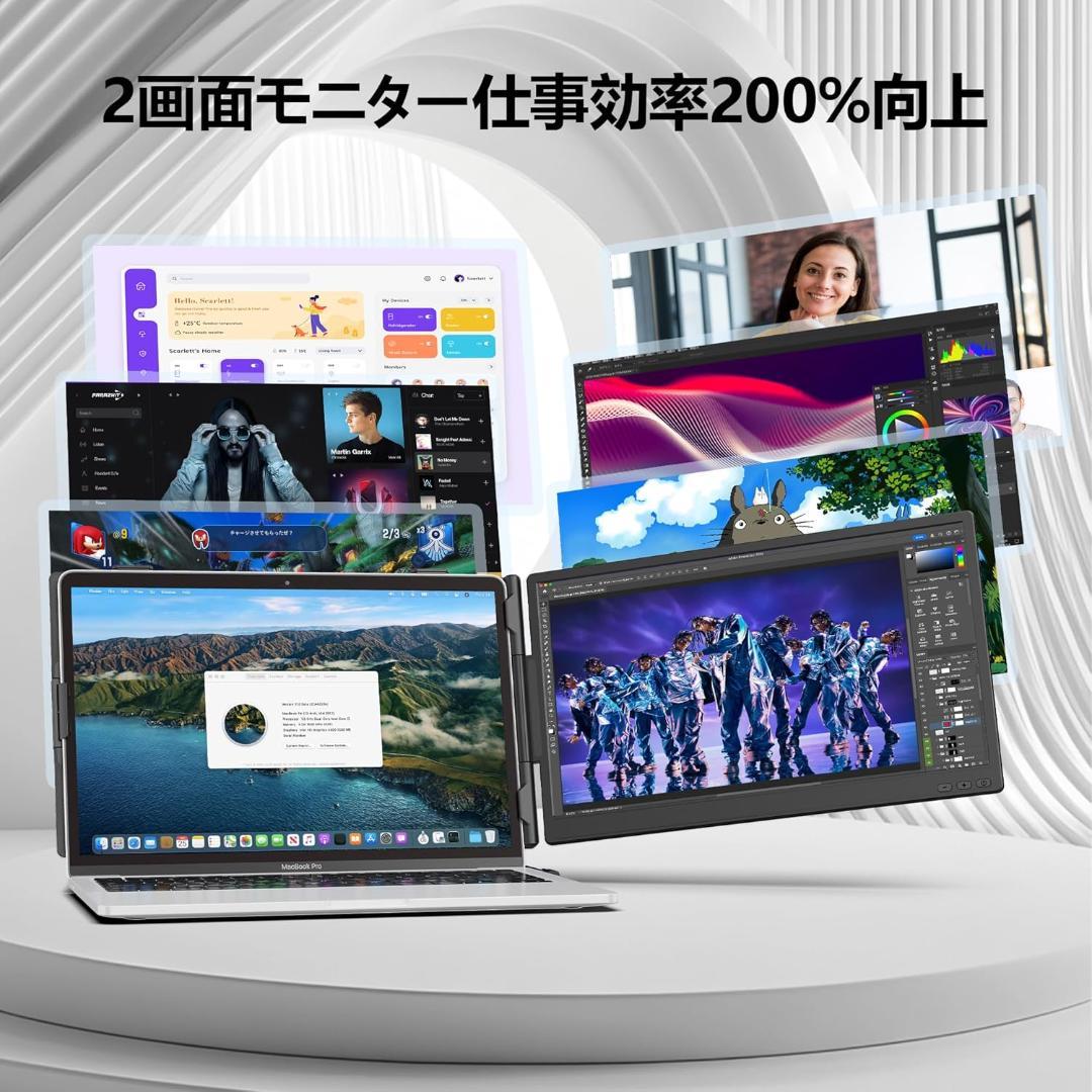 デュアルモニター 14インチポータブルノートPC USB-C/HDMI対応 軽量