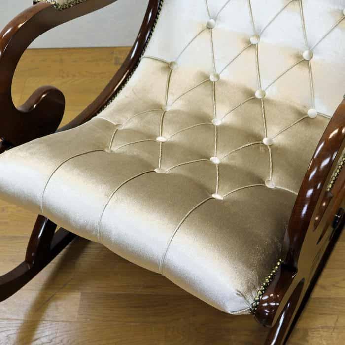 イタリア ロッキングチェア 木製 完成品 ベルベッド