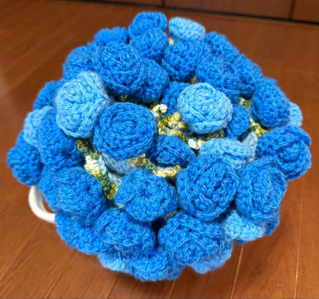 花束ブランケット　100センチ　青いバラ　ハンドメイド