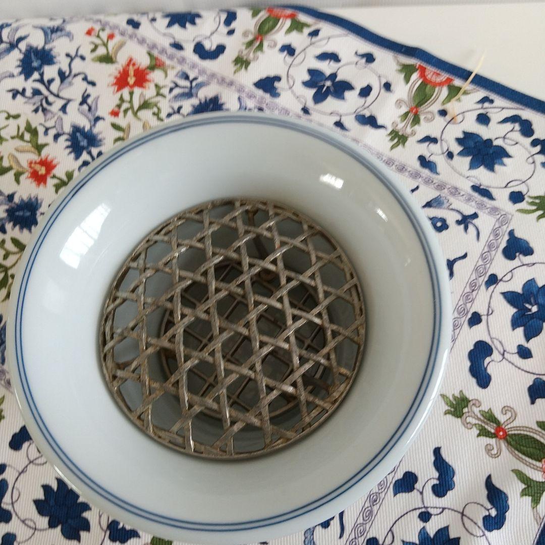 源右衛門⭐️染錦茘枝文 花器 (網付き)
