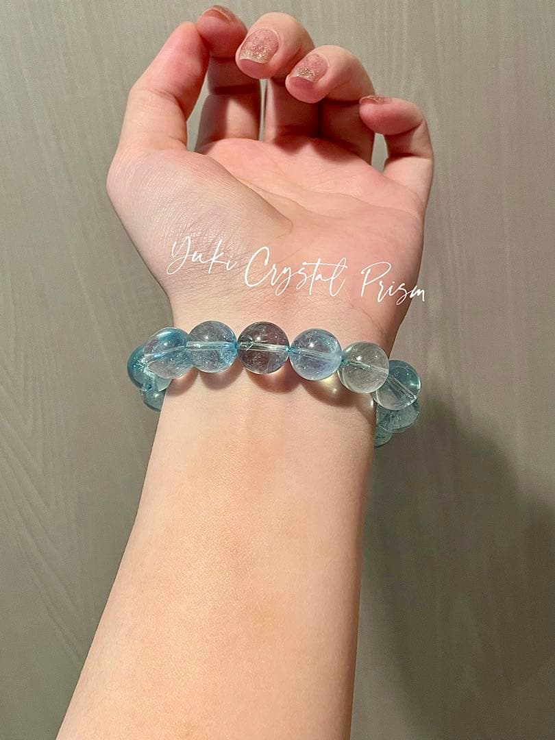 高品質アクアマリン　天然石ブレスレットYuki Crystal Prism