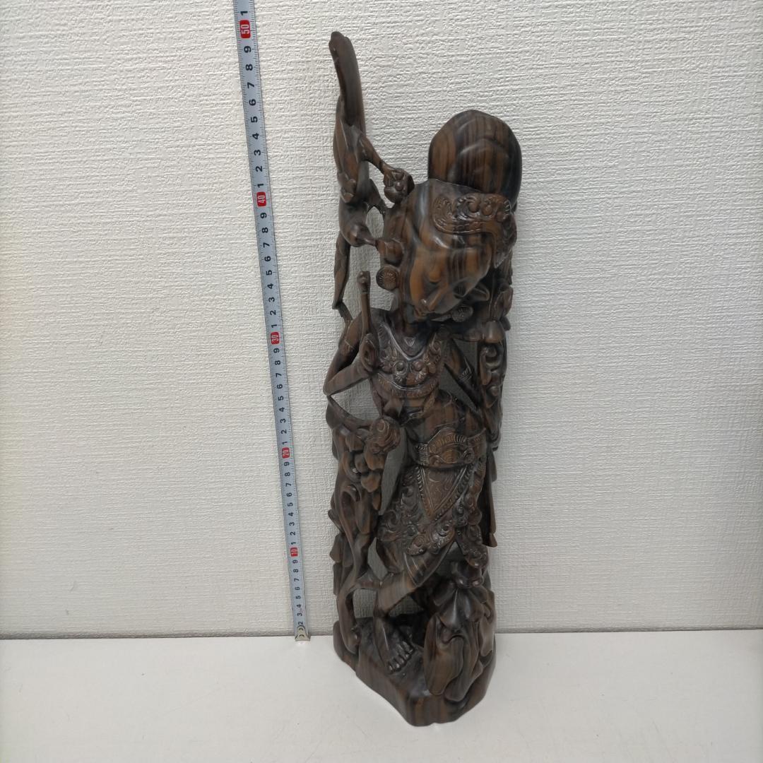 木彫り 女性像 天女風 置物 彫刻 オブジェ 中国美術 木製 260115-4T