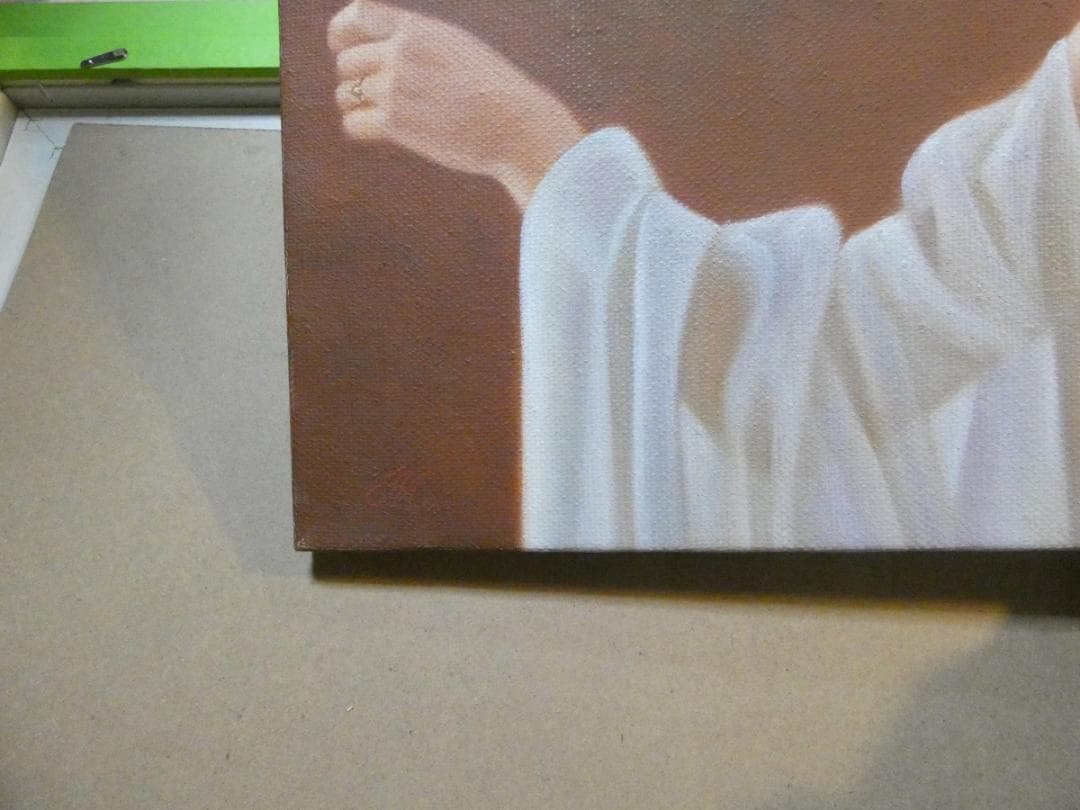 油絵　人物　森本草介　【　光　】手描き　額付き M10