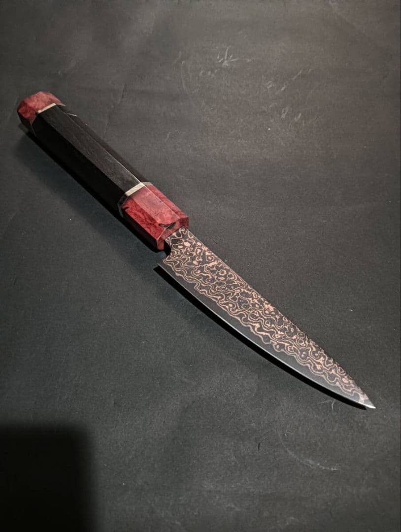 V金10号黒刀ペティナイフ 14cm 花梨八角柄