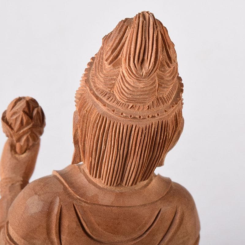 仏教美術　木彫　白檀　観世音菩薩像　仏像　置物　時代箱　C　7585
