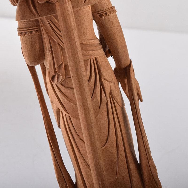 仏教美術　木彫　白檀　観世音菩薩像　仏像　置物　時代箱　C　7585