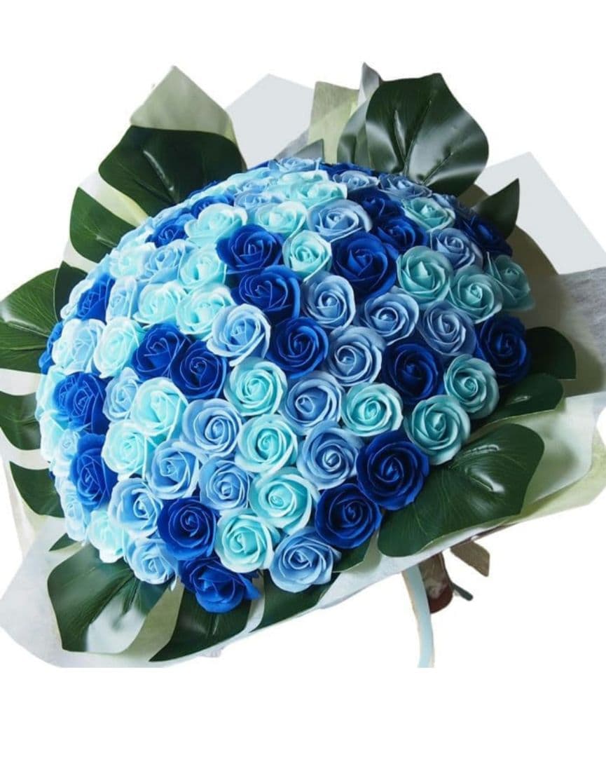 青系ソープフラワー花束　100本
