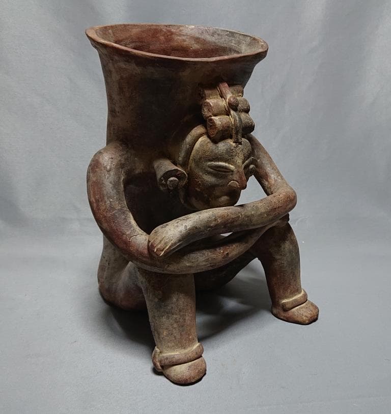 コレクター収集品　メキシコ　アステカ文明　人物座像　高さ約31㎝