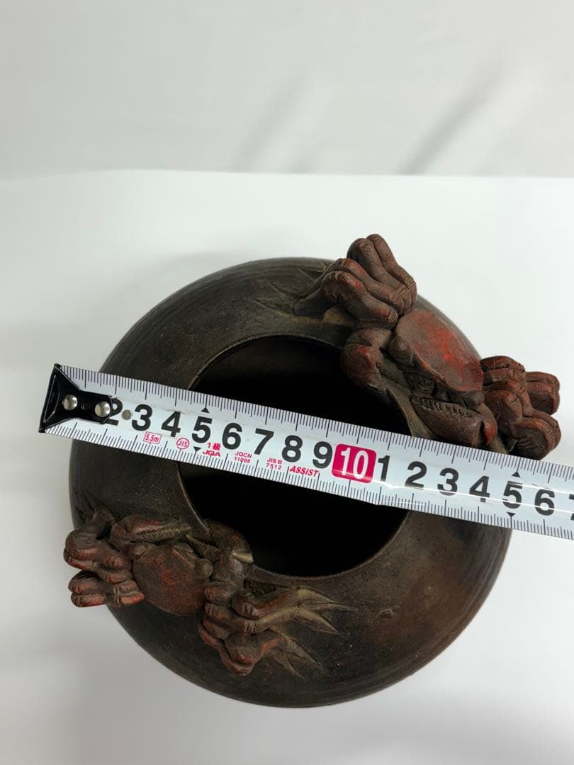 壺 花瓶 花器 壷 時代物 花入 骨董 インテリア 中国美術装飾付き 陶器 蟹
