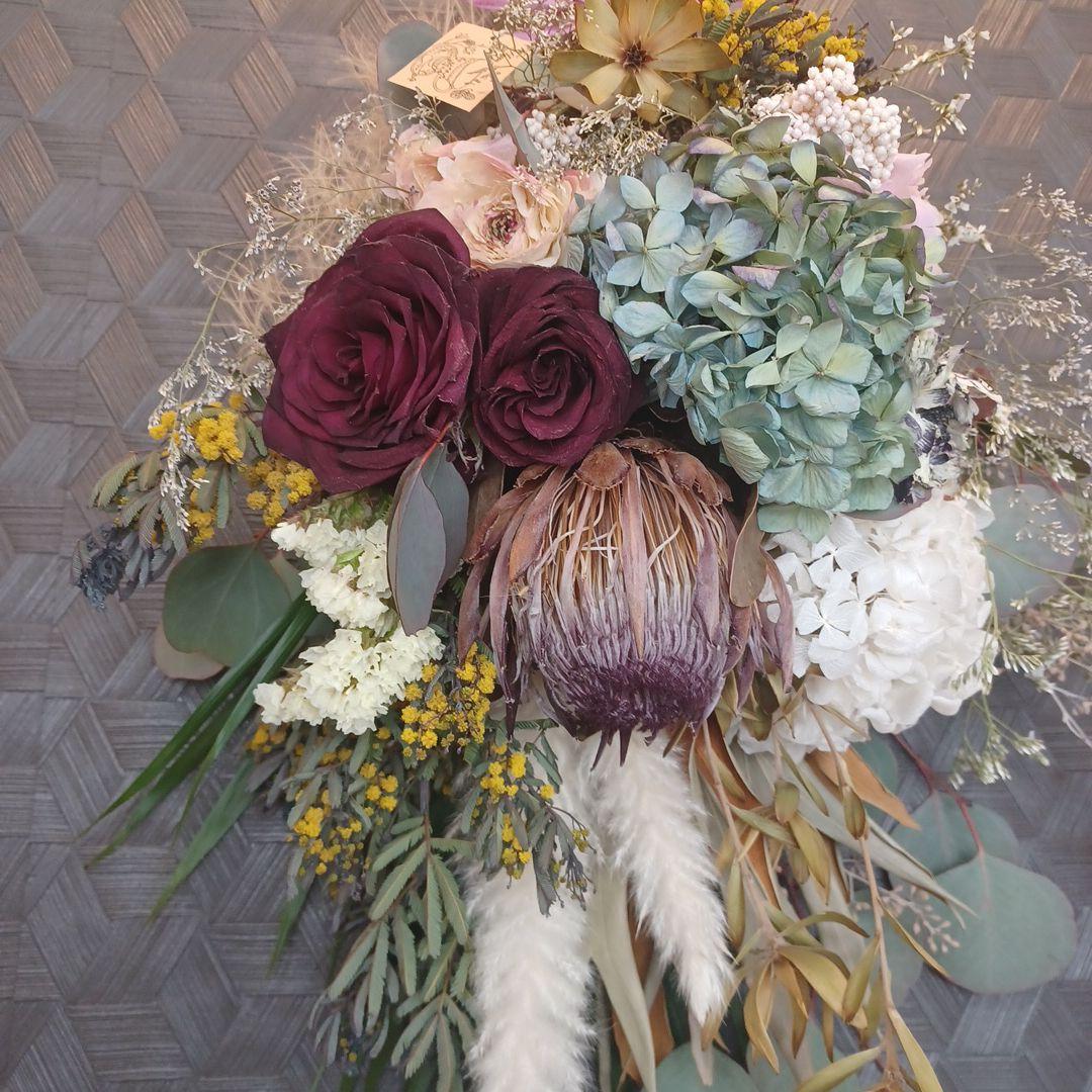 ドライフラワーリース スワッグ フラワーリース プロテア ハンドメイド 花束32