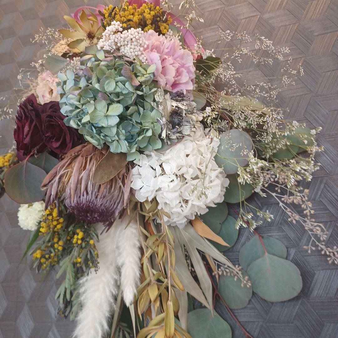 ドライフラワーリース スワッグ フラワーリース プロテア ハンドメイド 花束32