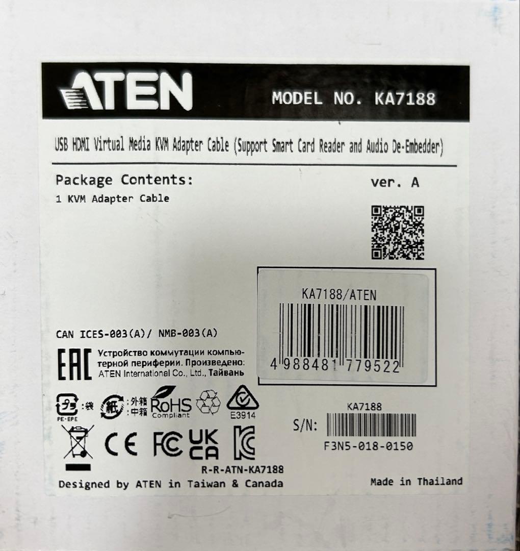 ATEN USB HDMI KVMアダプターケーブル KA7188