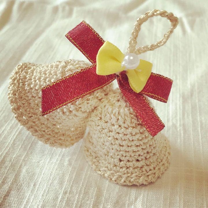 クリスマス限定出品☆ハンドメイド手編みリース ツリーオーナメントリボンレース編み