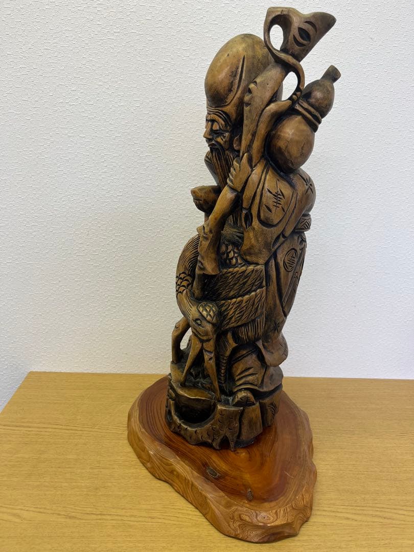 木製彫刻 七福神　寿老人　インテリア　オブジェ