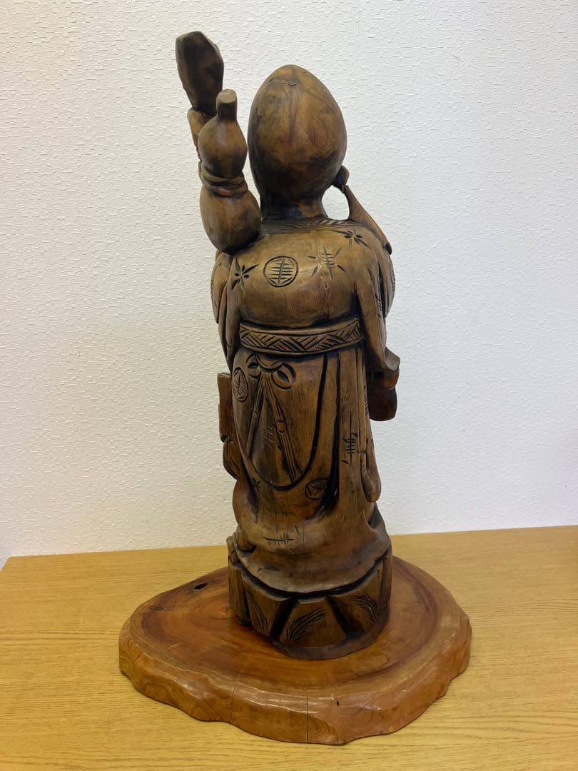 木製彫刻 七福神　寿老人　インテリア　オブジェ