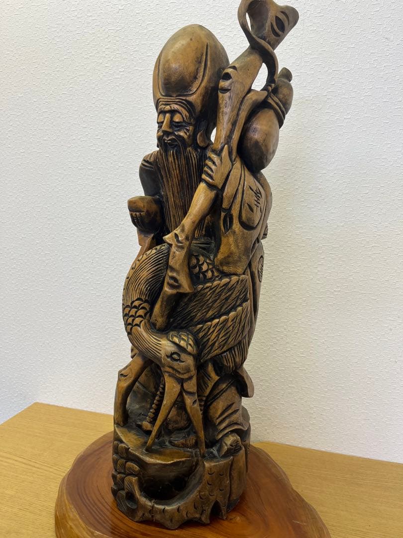 木製彫刻 七福神　寿老人　インテリア　オブジェ