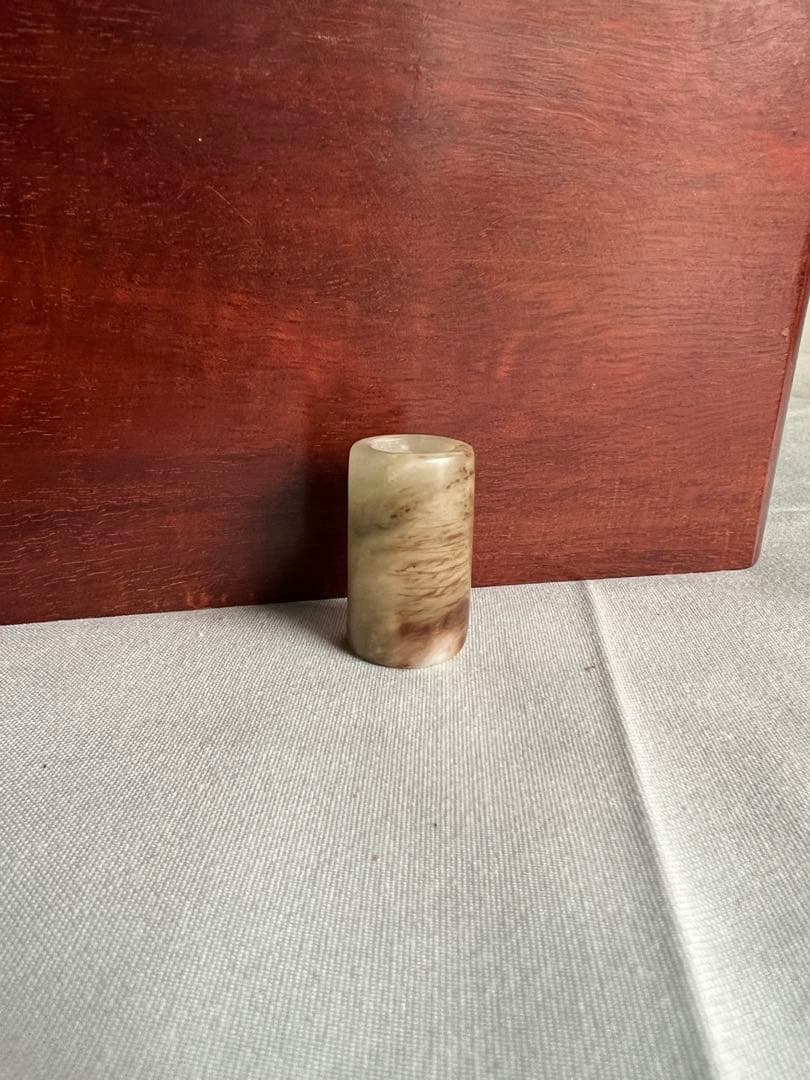 玉製 筒形置物 天然石 中国美術
